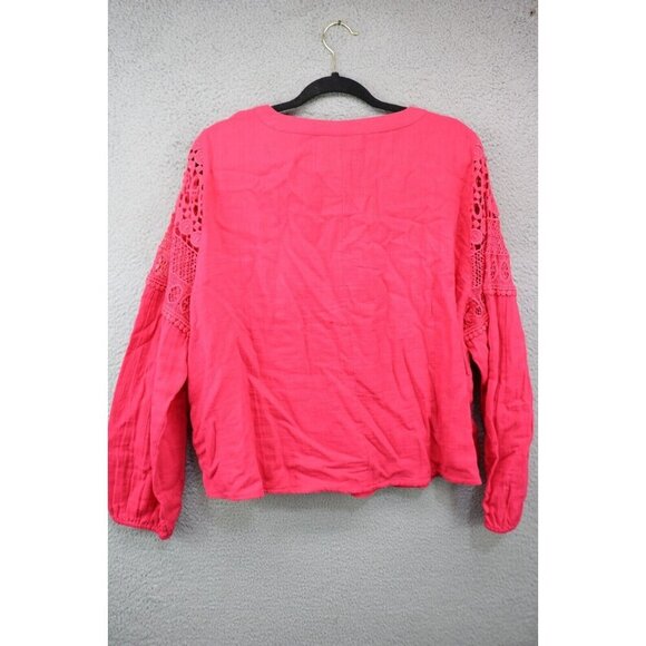 Lane Bryant Long Balloon Sleeves Button Down Blouse-Size 18-Boho-Lace - Picture 8 of 9